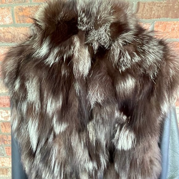 vintage 70s furrocious silver fox fur coat 6 8 S M - Picture 6 of 9